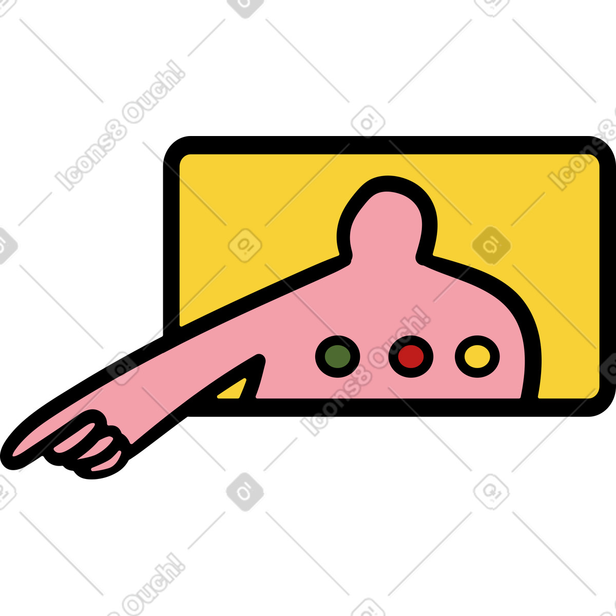 Person pointing at something during video call illustration in Wiggle style download in PNG, SVG