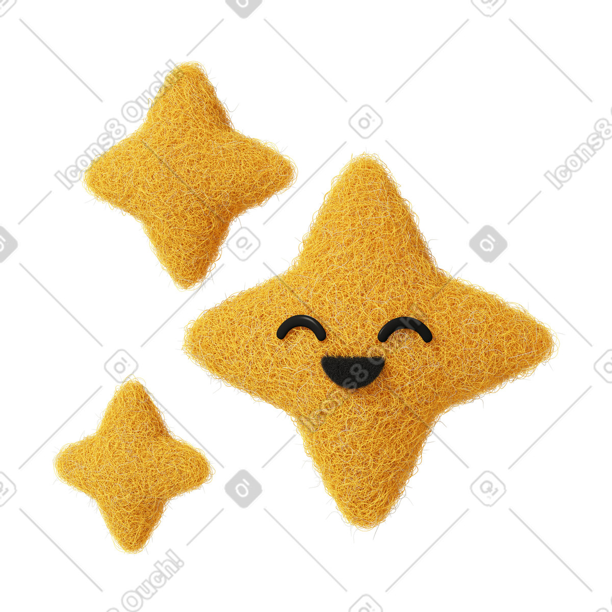 Cute little stars illustration in Fuzzy style download in PNG, SVG