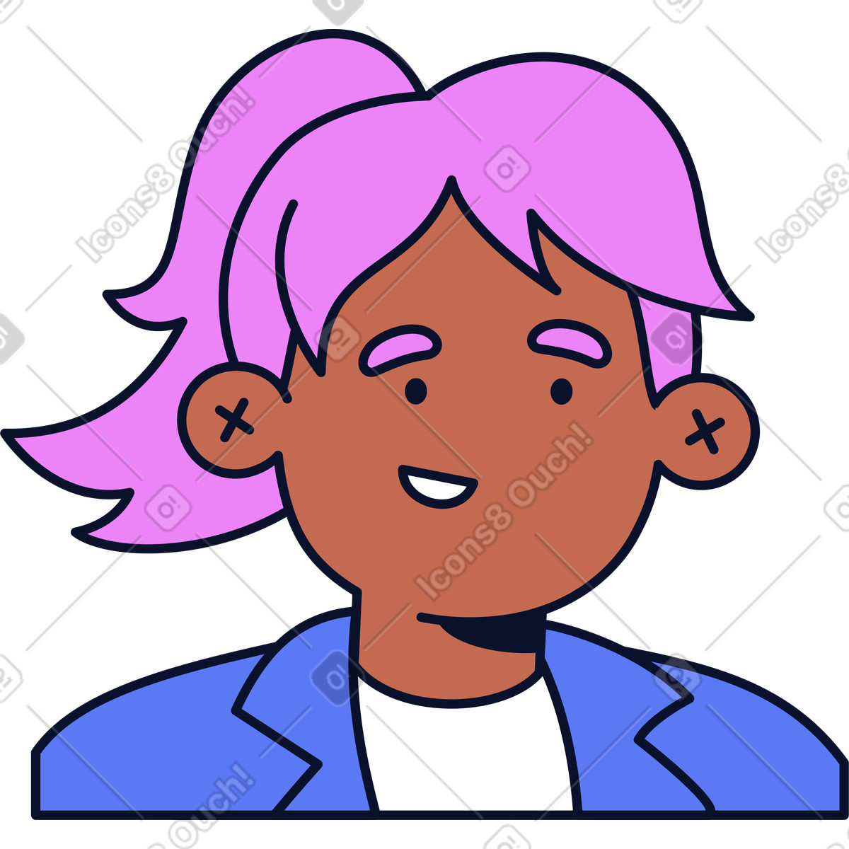 Weiblicher avatar-Illustration im Flexy-Stil als Download in PNG, SVG