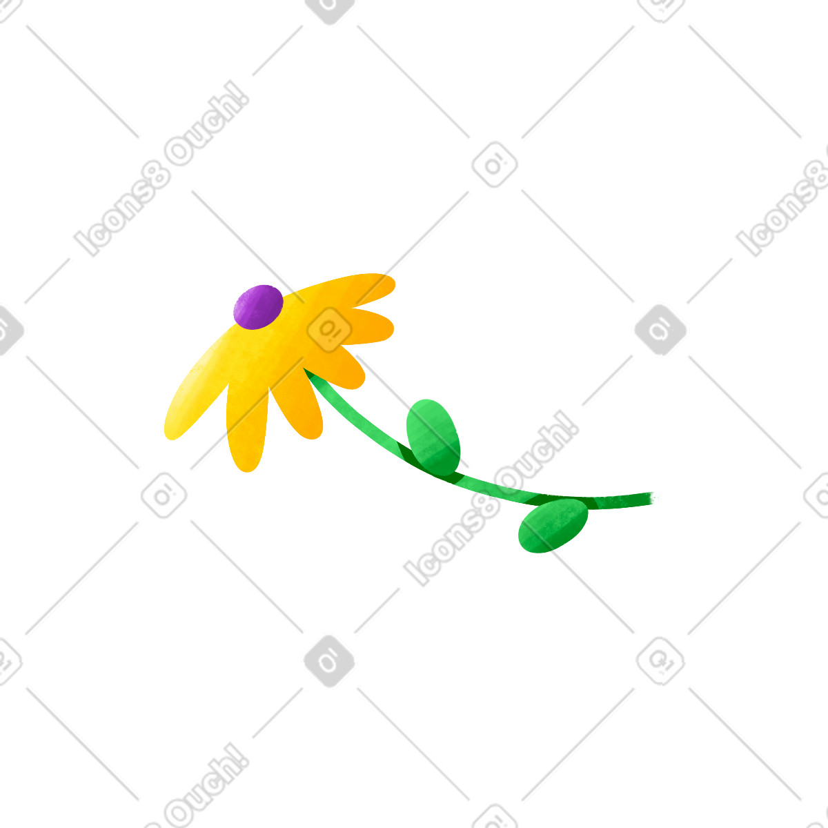 Spring garden blossom with drooping yellow petals illustration in Bonbon style download in PNG, SVG