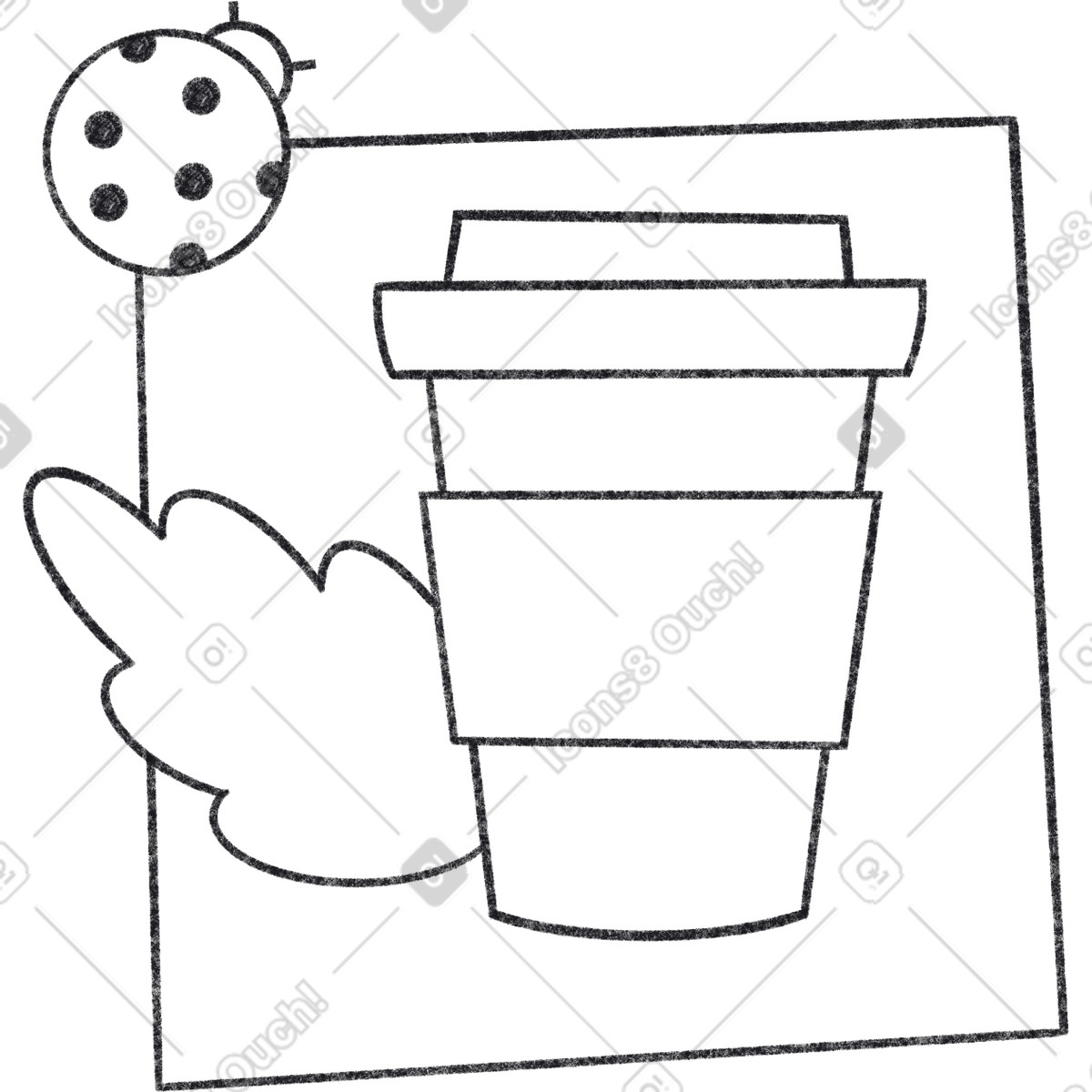Reusable cup and ladybug illustration in Bonbon Line style download in PNG, SVG