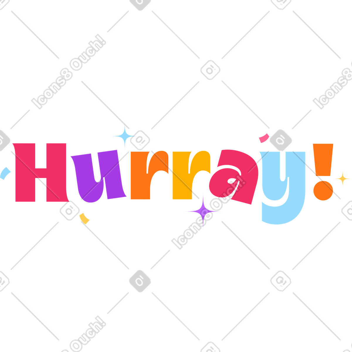 Ilustração de Letras viva! com estrelas e texto confete em no estilo Lettering para baixar em PNG, SVG