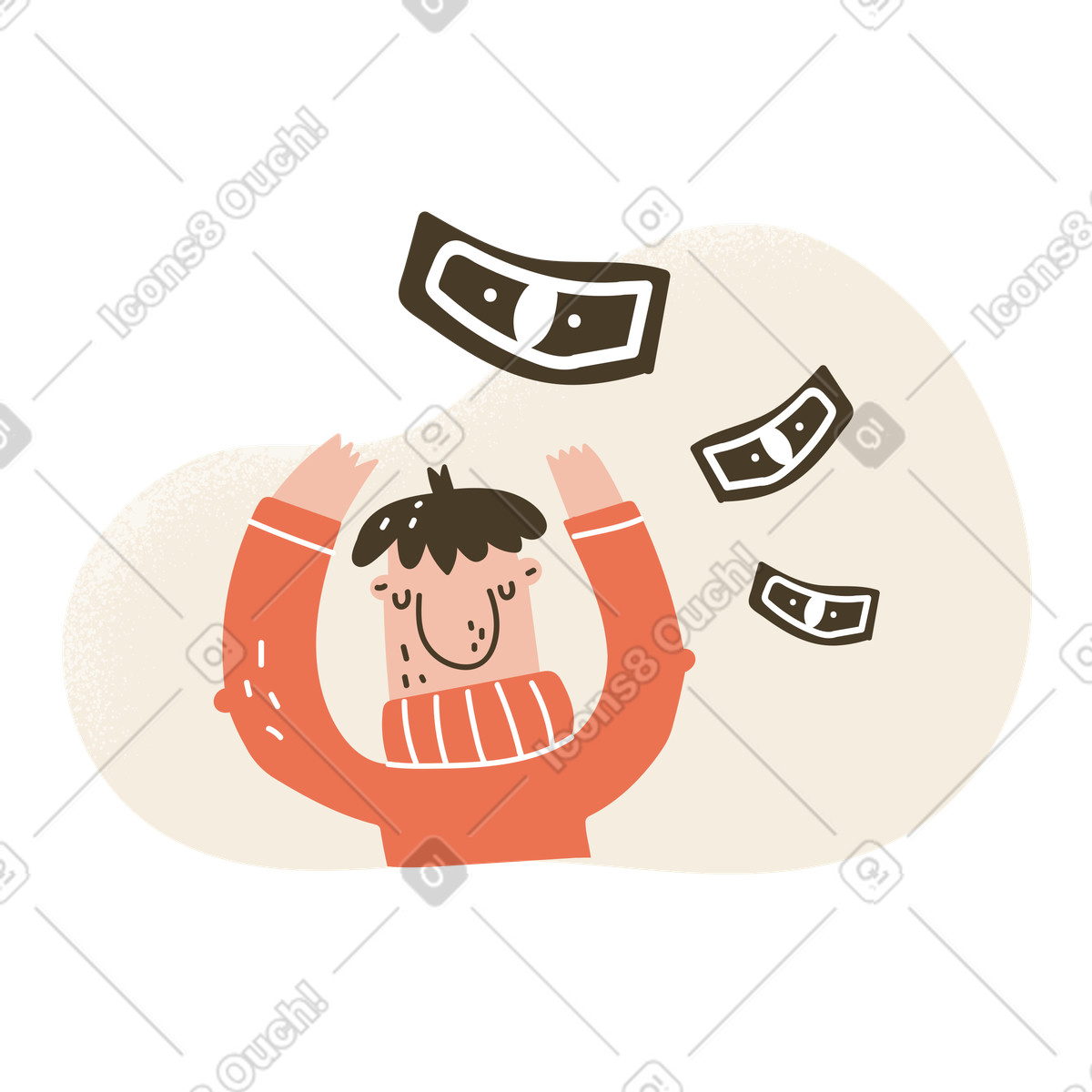 Karlsson スタイルの お金の流れ のイラストをPNG、SVG形式でダウンロード