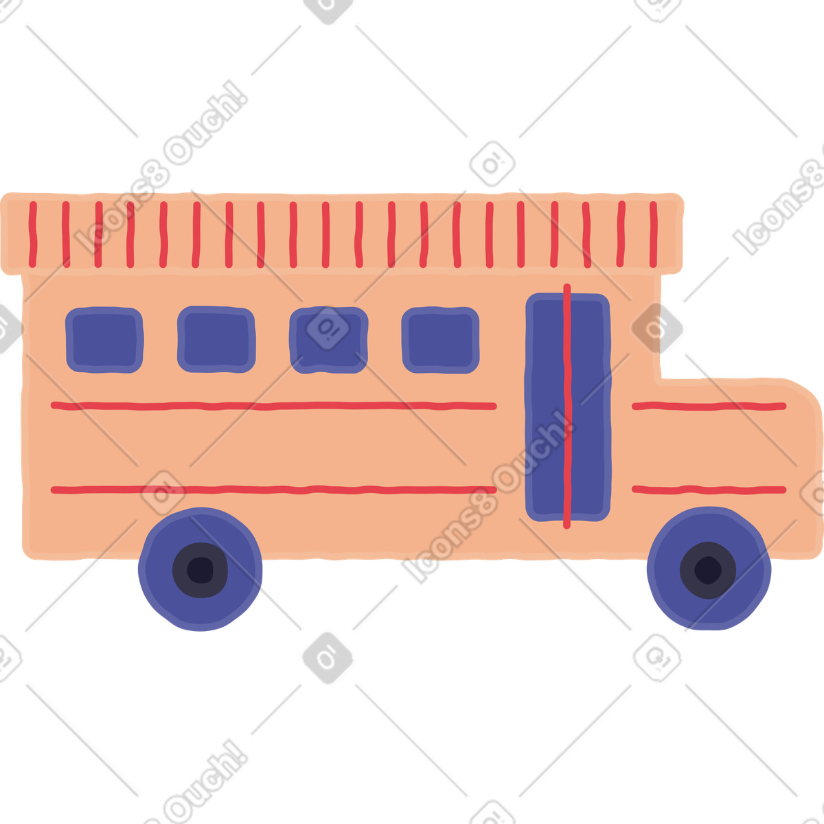 Ilustración Autobús escolar en estilo Stripy a descargar en PNG y SVG