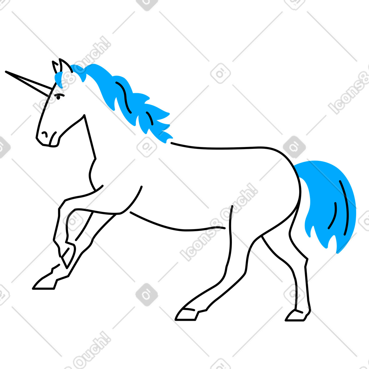 Ilustración Unicornio en estilo Transistor a descargar en PNG y SVG