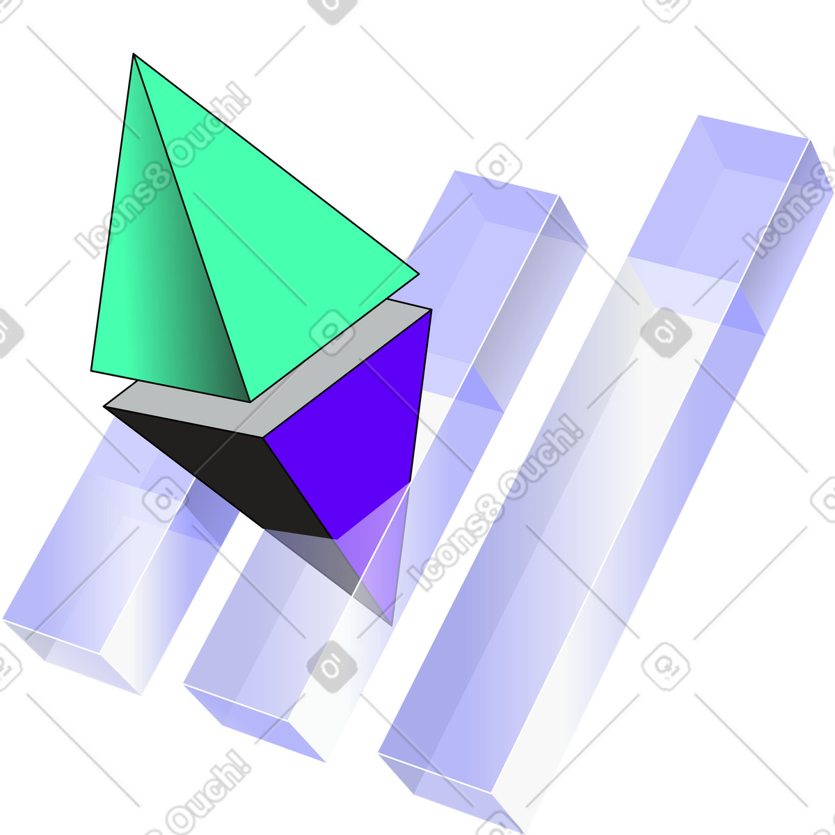 Illustration Ethereum et graphique à barres dans le style Incut télécharger aux formats PNG, SVG
