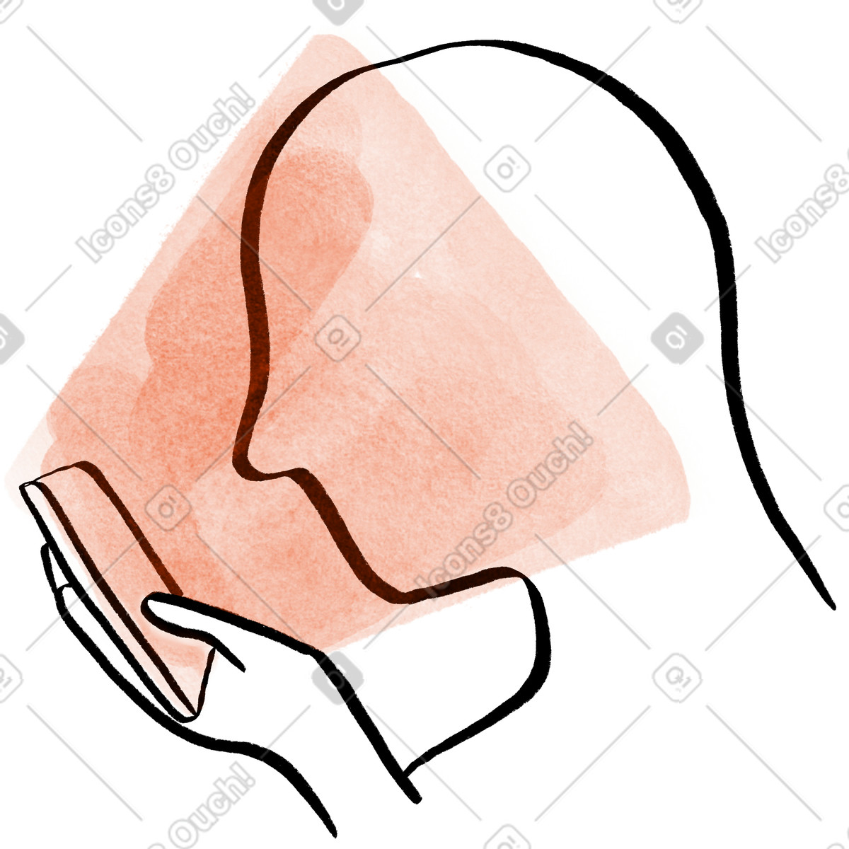 Person looking at the phone scrolling, Living in a cyber space, Digital immersion and screen time animated illustration Hand-drawn animation style download GIF, Lottie (JSON), AE