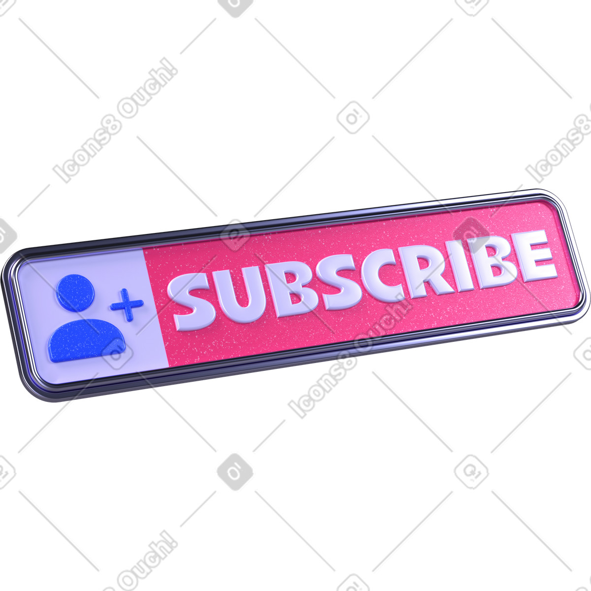 Illustration Icône du bouton d'abonnement, profil utilisateur et signe plus, cta d'adhésion au contenu numérique dans le style 3D Boost à télécharger aux formats PNG, SVG