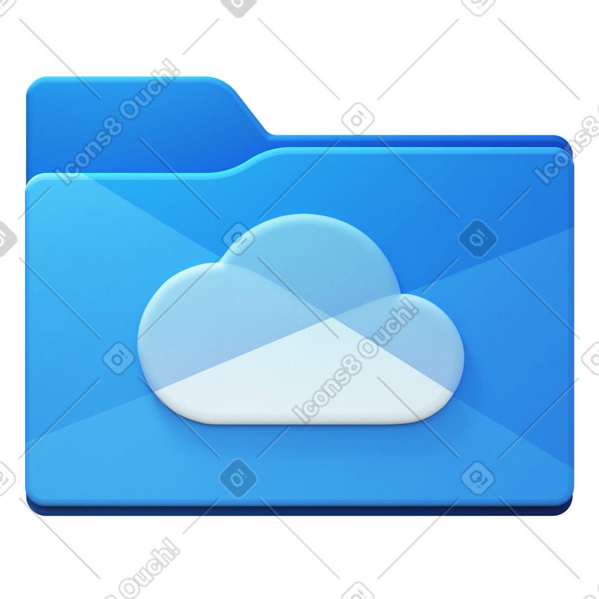 Cloud folder v-Illustration im 3D Fluency-Stil als Download in PNG, SVG