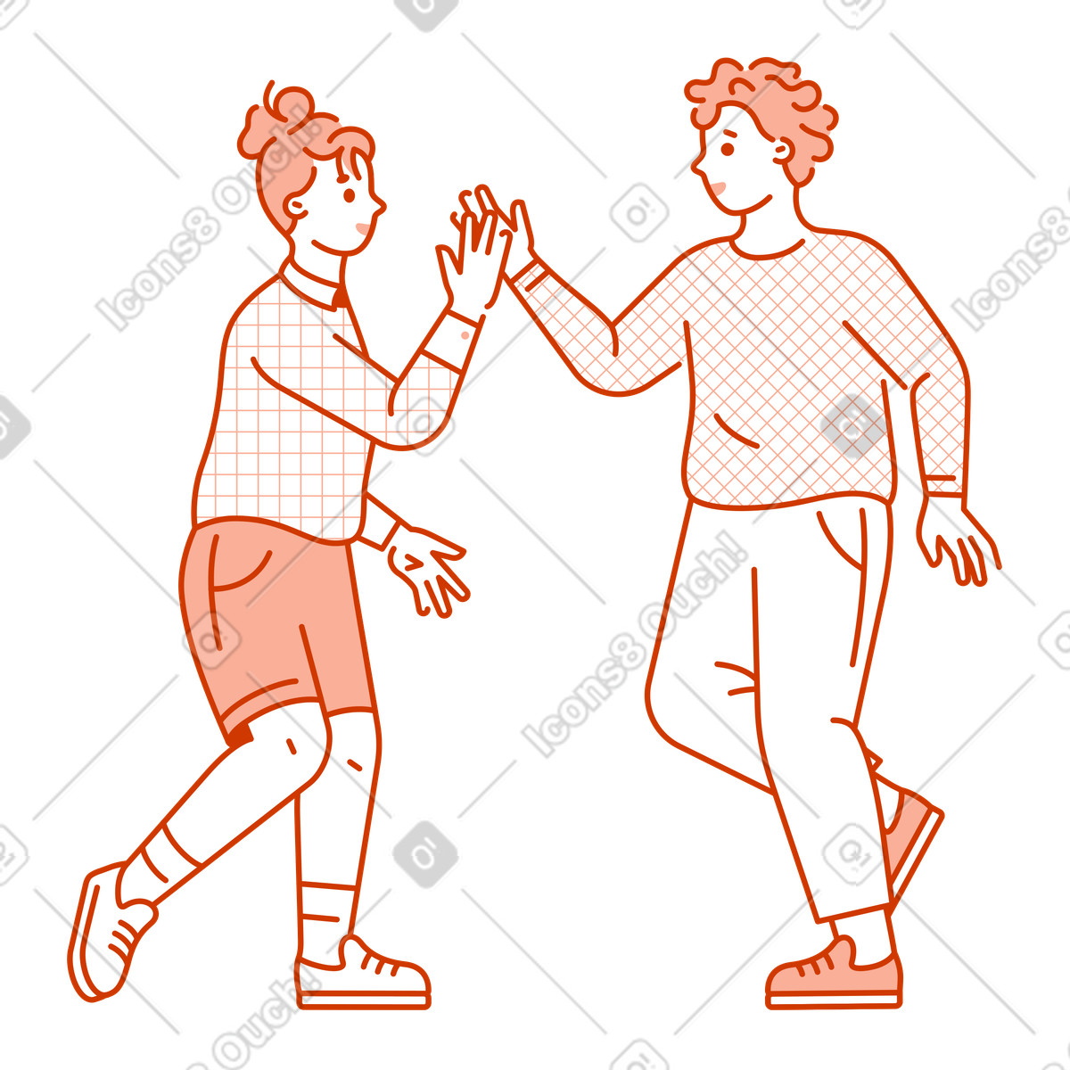Ilustração de Homem e mulher dando high five um ao outro em no estilo Natty para baixar em PNG, SVG