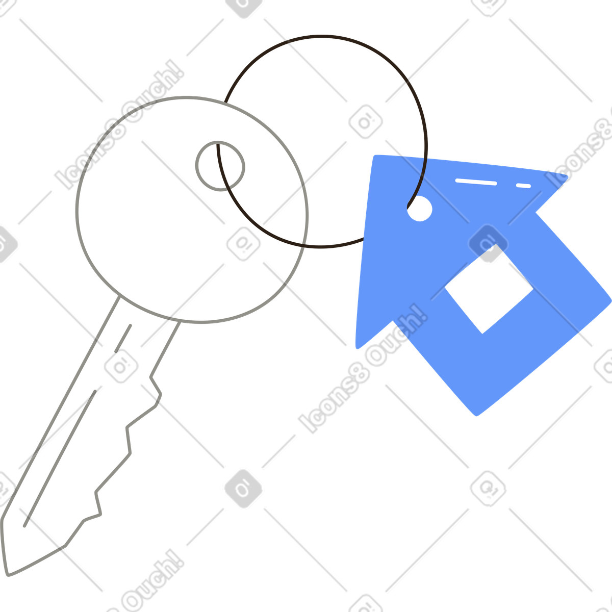 Illustration Clé avec porte-clés de maison dans le style Plain à télécharger aux formats PNG, SVG
