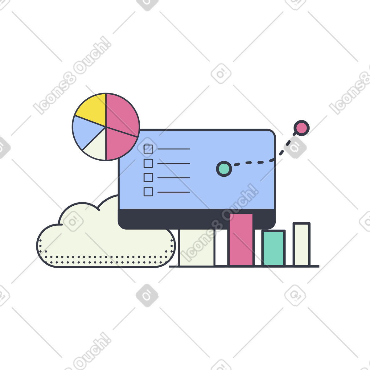 Business statistics on computer screen illustration in PNG, SVG