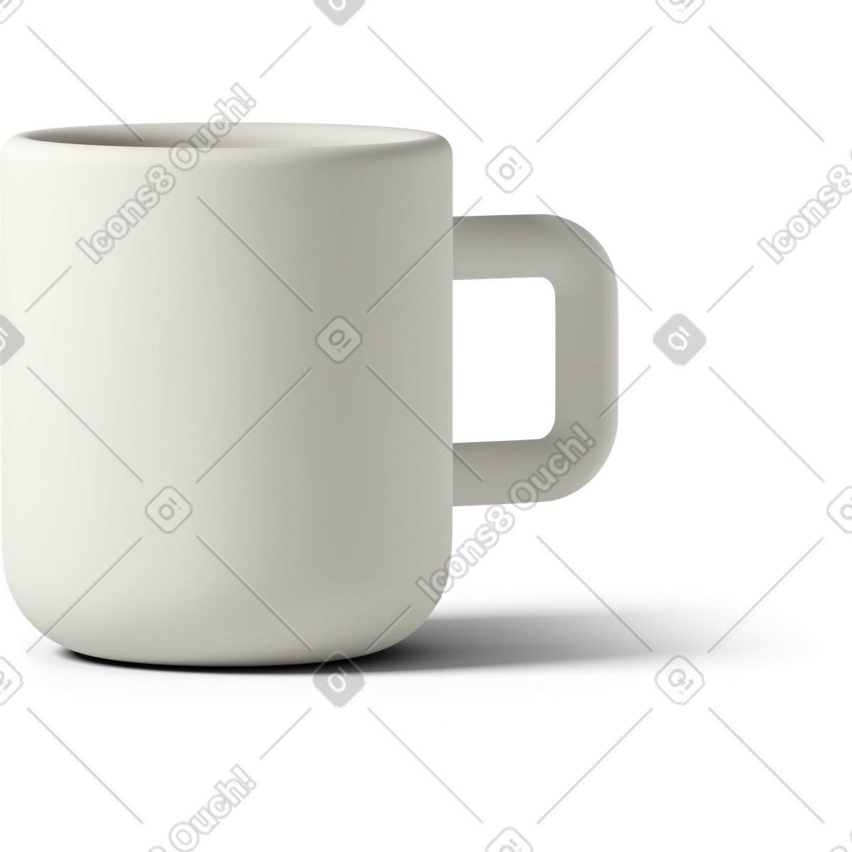 3D Casual life 스타일의 White mug 일러스트레이션 PNG, SVG 다운로드