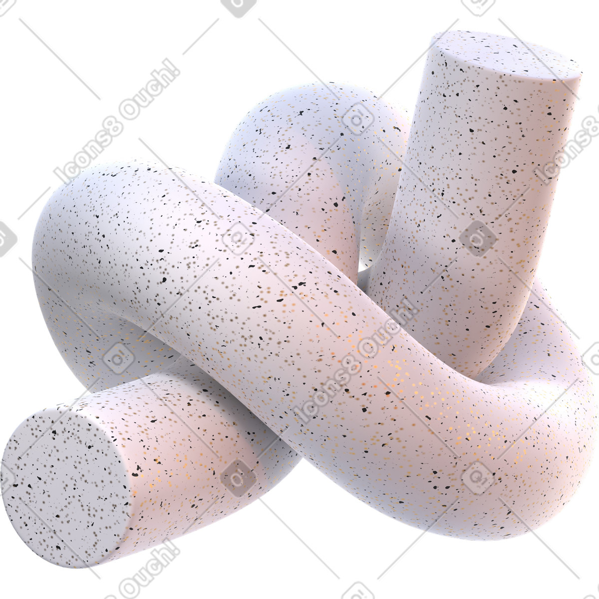 下载 3D Glassy 风格的 带斑点的抽象互连圆柱结 动画插图，支持 GIF、Lottie （JSON）、AE 格式