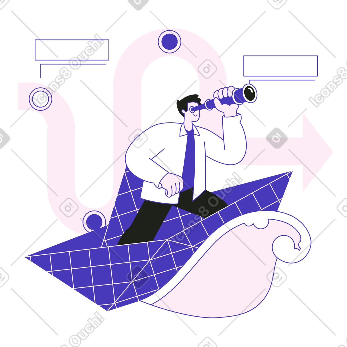 Businessman developing strategy and planning, analysis foresight illustration in Blueberry style download in PNG, SVG