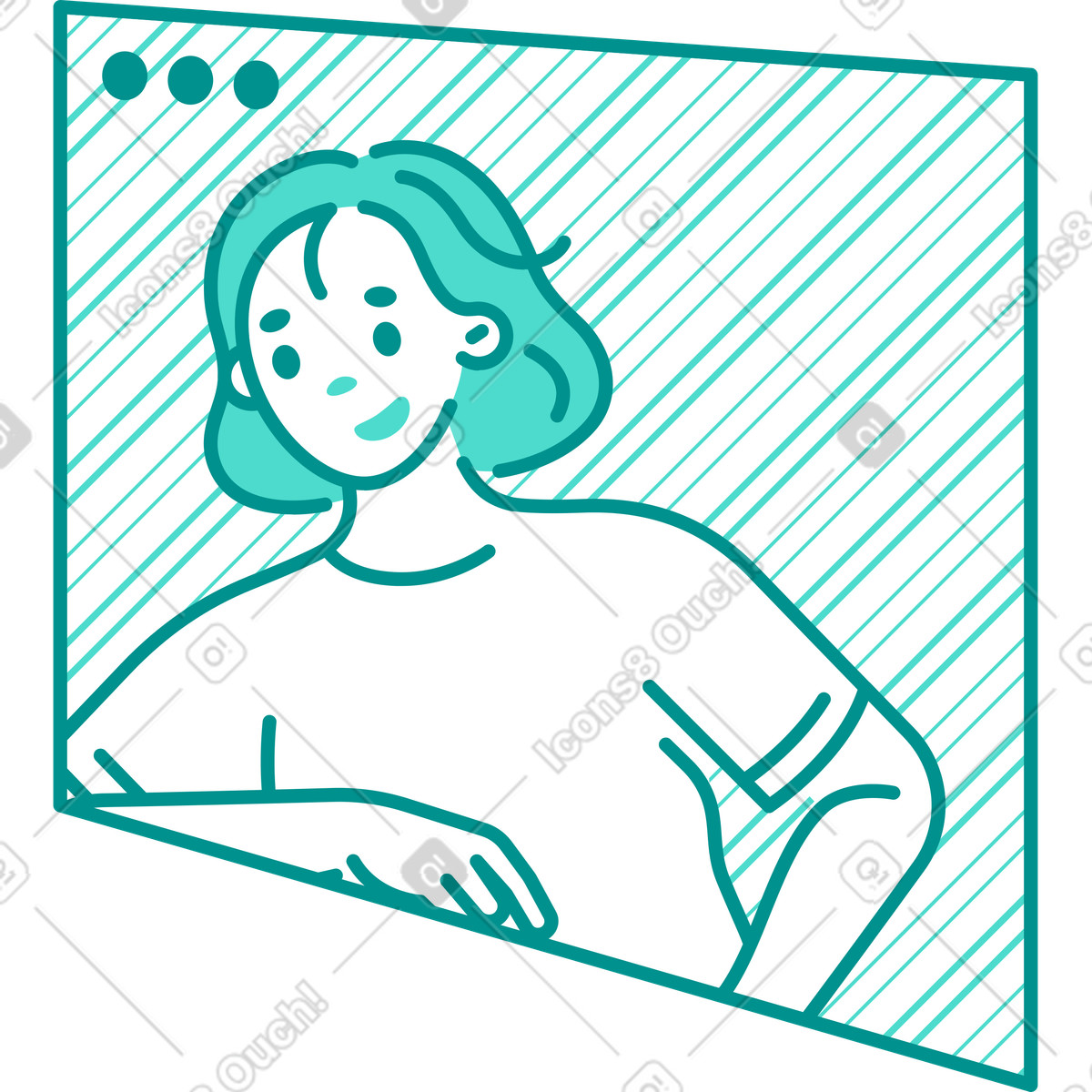 Donna in finestra illustrazione stile Natty scarica PNG, SVG