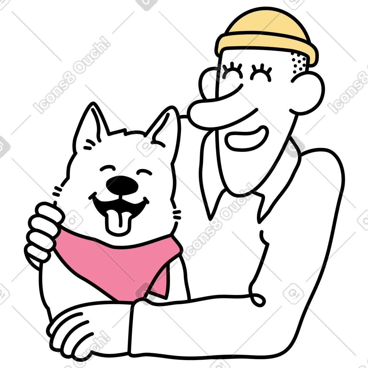 Man with his pet dog illustration animal clipart free vector PNG download