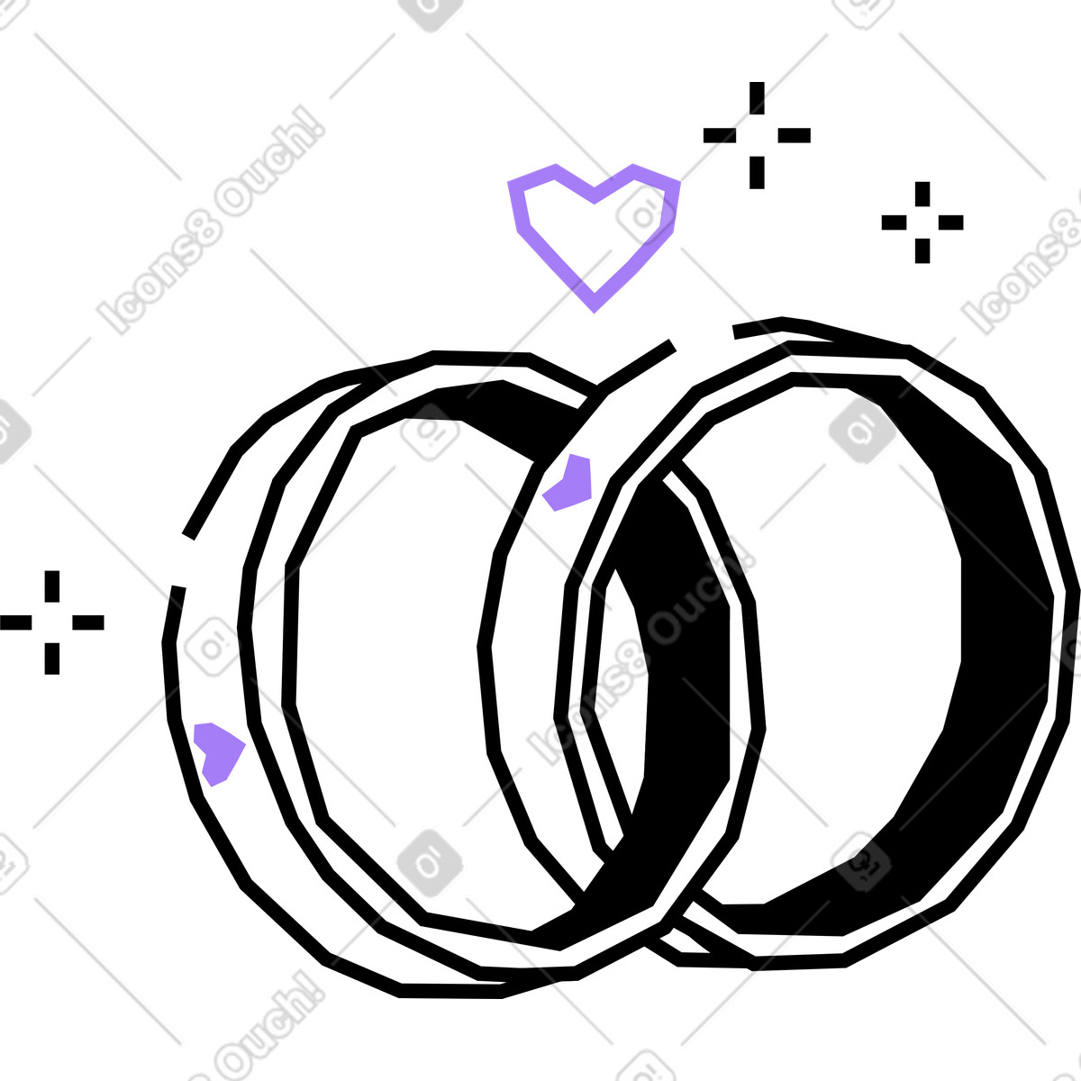 Ineinander verschlungene ringe-Illustration im Amethyst-Stil als Download in PNG, SVG