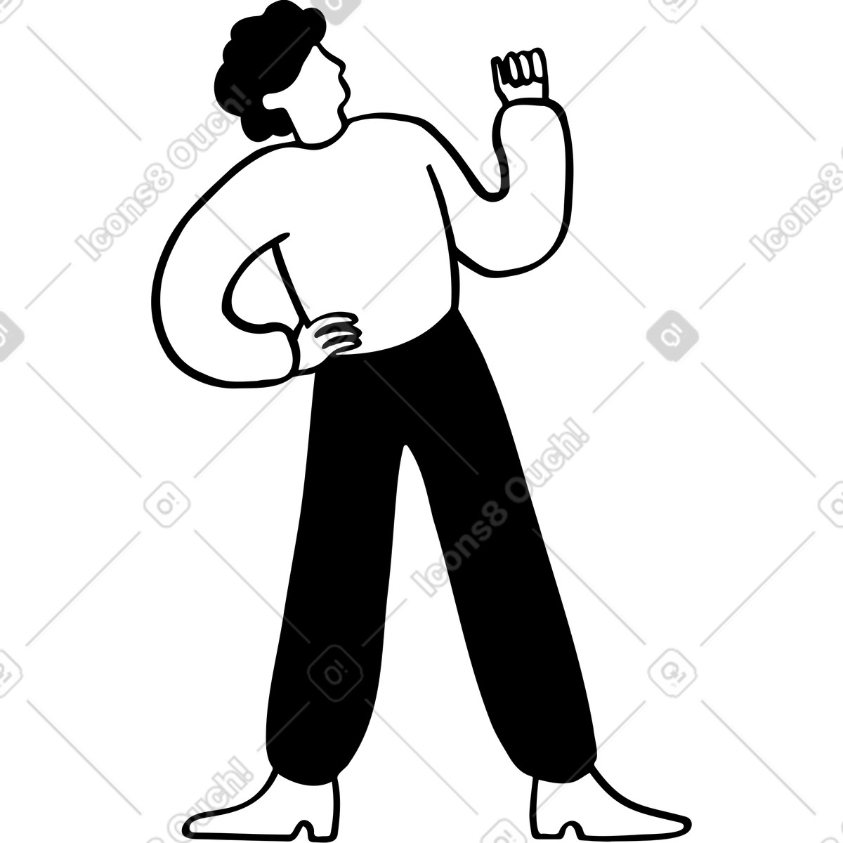Man holding something illustration in Journal style download in PNG, SVG