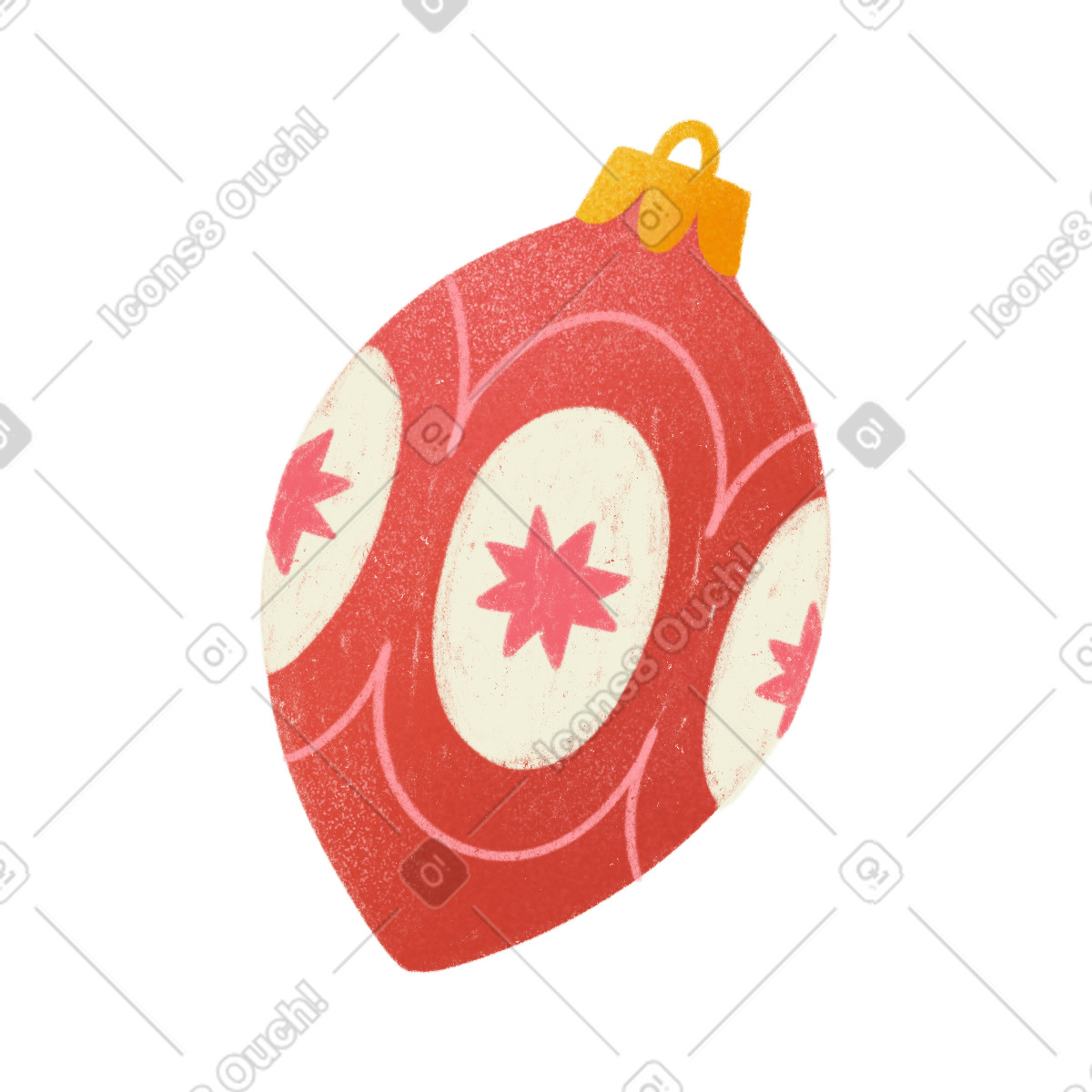 Illustration Red christmas ornament with stars dans le style Lettering à télécharger aux formats PNG, SVG