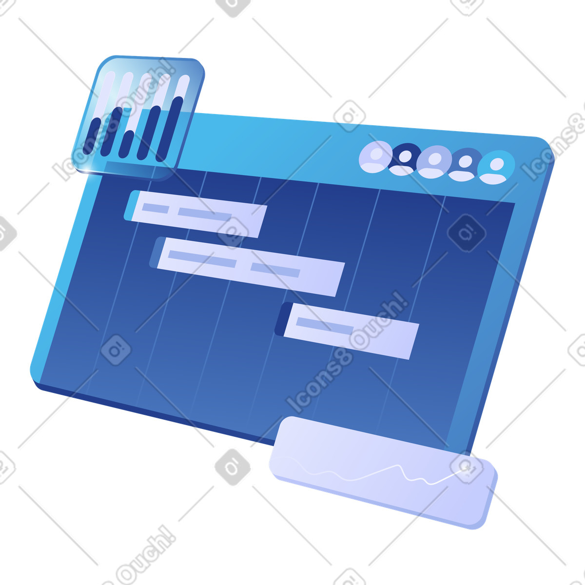 Visualizzazione della cronologia del progetto di gruppo, gestione e coordinamento del team illustration in PNG, SVG