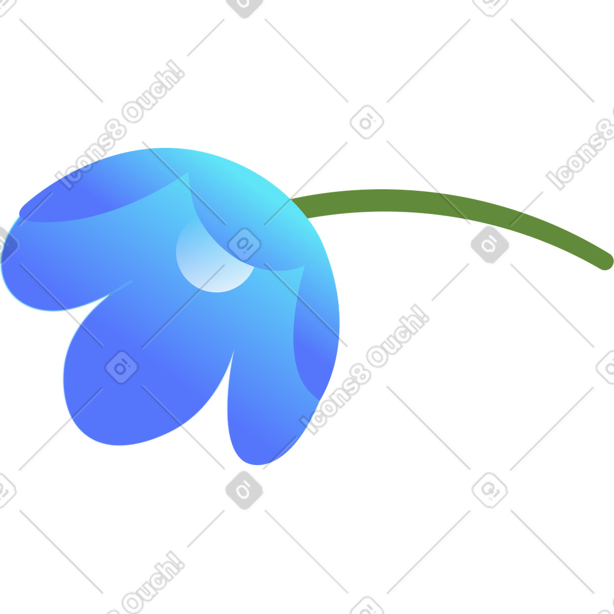 Morphis スタイルの 青い花びらと花 のイラストをPNG、SVG形式でダウンロード
