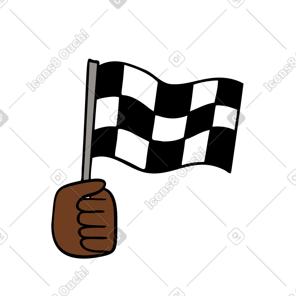 Ilustración Bandera de finalización en una mano estilo Comic a descargar PNG y SVG