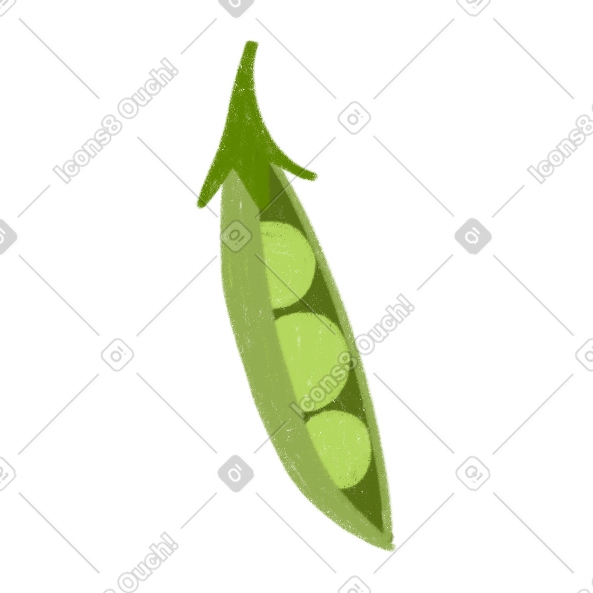 Cozy 스타일의 Opened green pea pod 일러스트레이션 PNG, SVG 다운로드