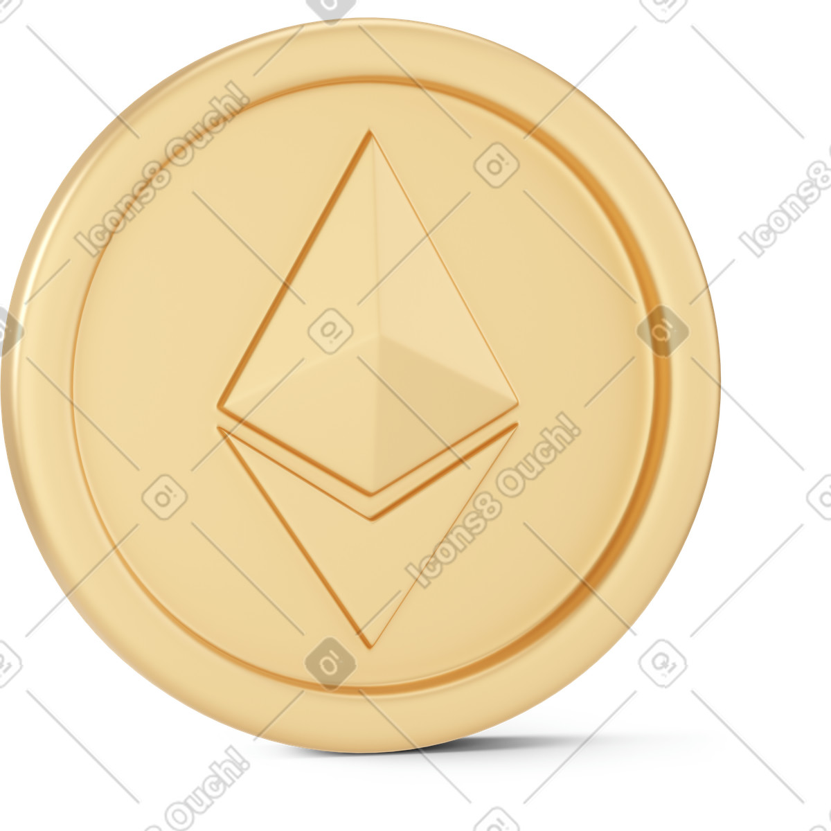 Illustration Face de pièce monnaie ethereum debout dans le style 3D Business à télécharger aux formats PNG, SVG