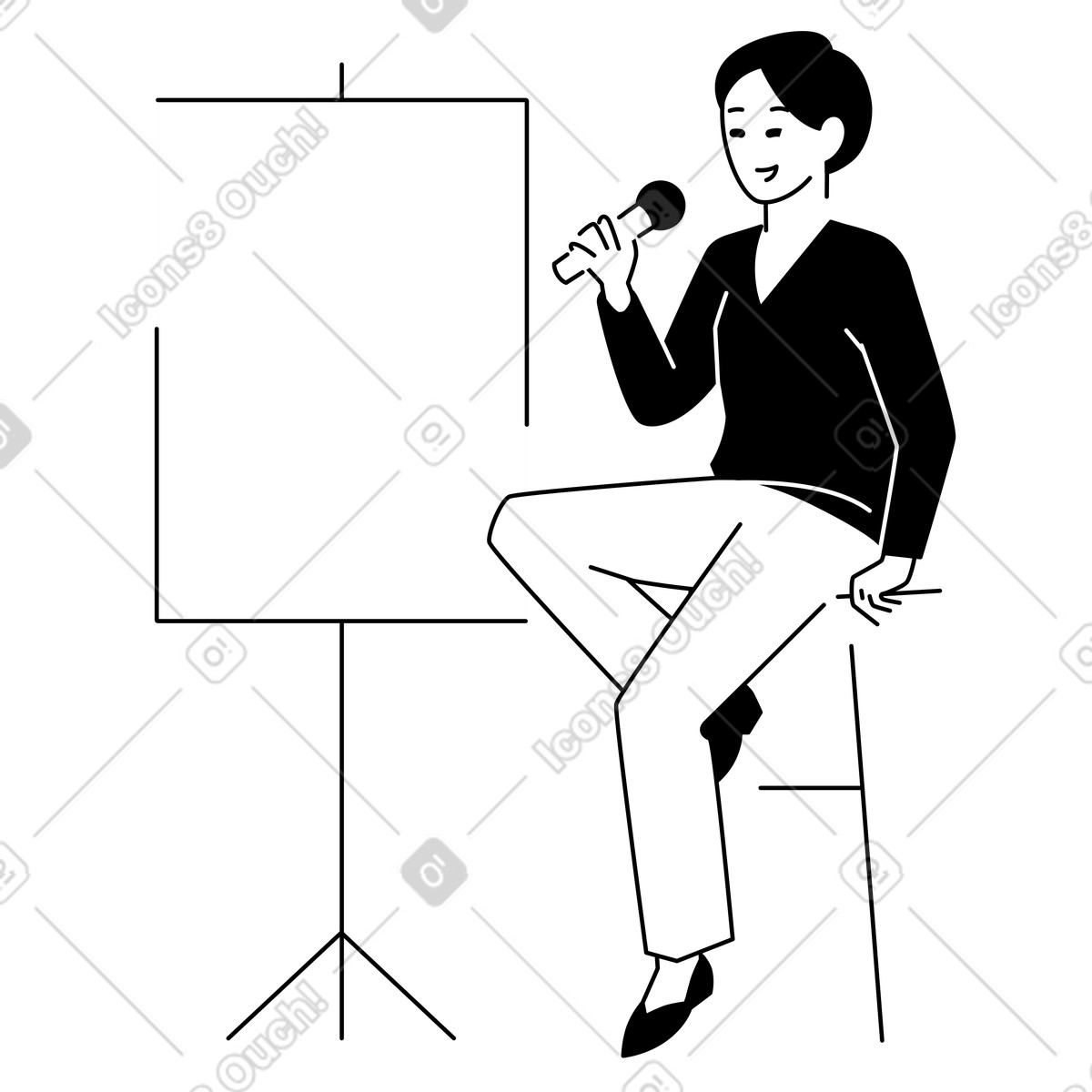 Weekday 스타일의 Public speaker giving talk with presentation board, corporate training or seminar 일러스트레이션 PNG, SVG 다운로드