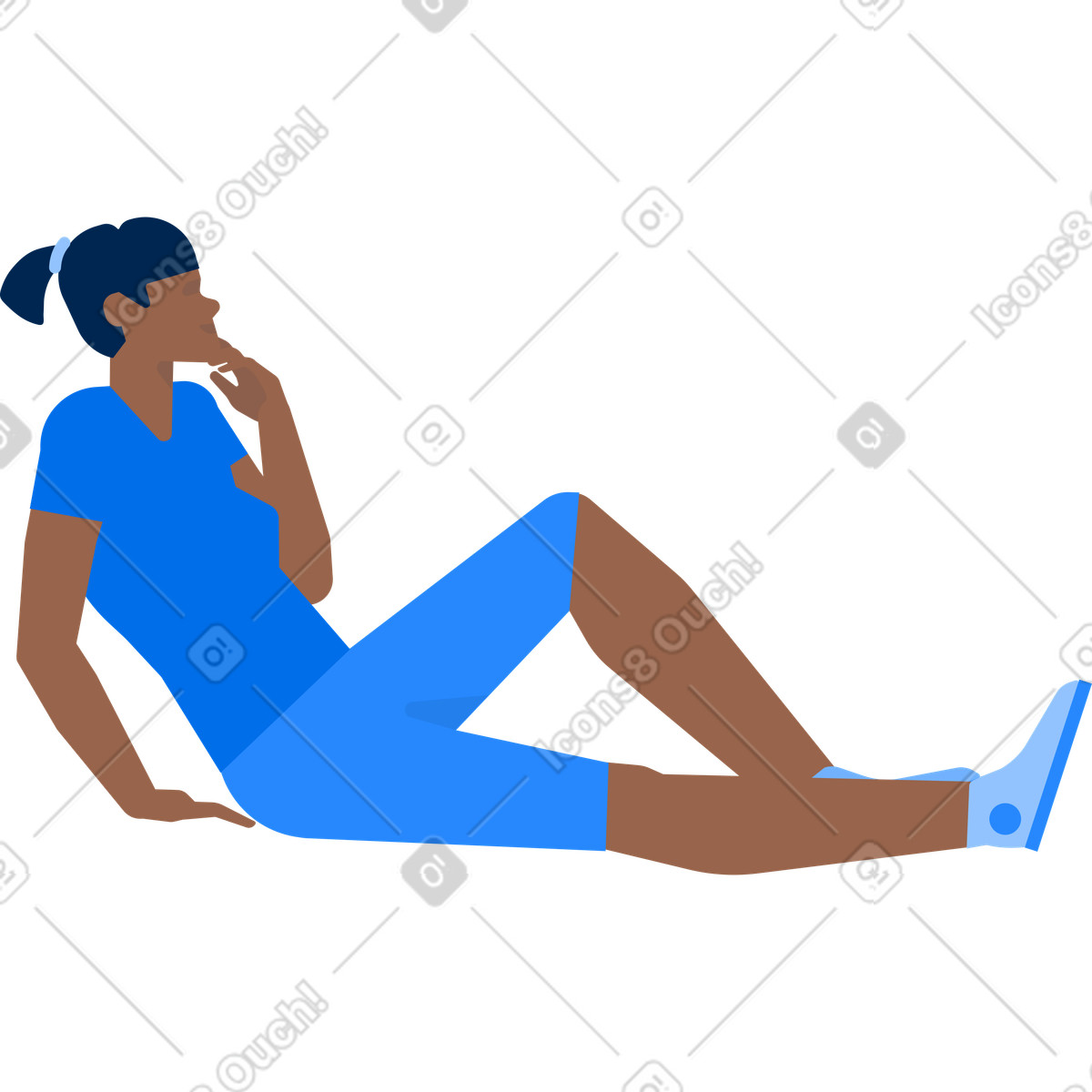 Ilustração de Mulher está sentada com as pernas estendidas em no estilo Urban para baixar em PNG, SVG