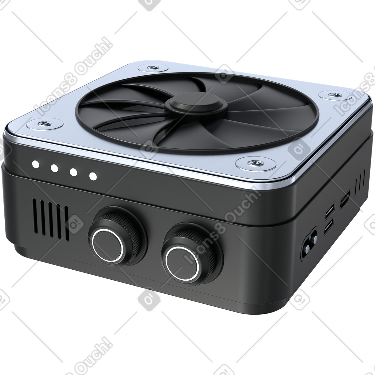 Compact cooling fan device for electronics temperature control illustration in 3D Pro style download in PNG, SVG