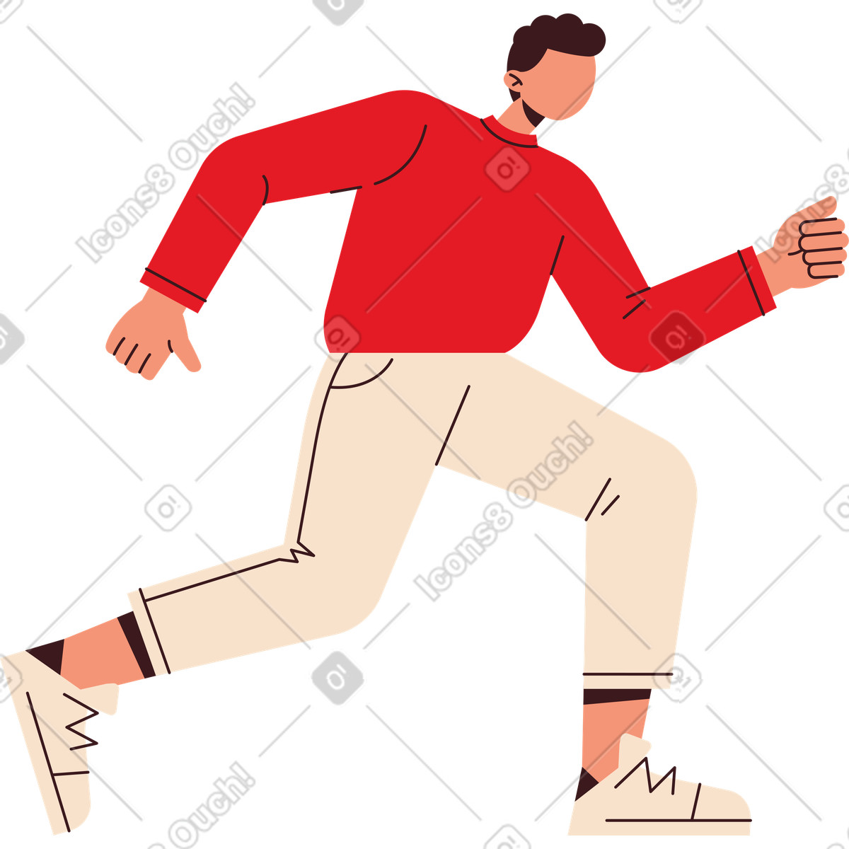 Ilustración Hombre en pose de carrera estilo Folks a descargar PNG y SVG