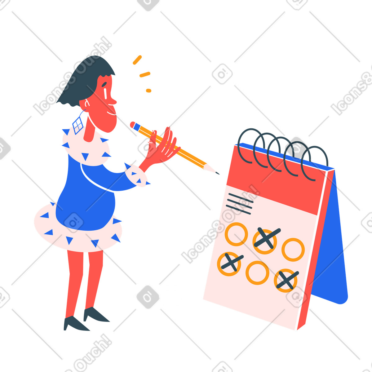 King standing next to booked calendar illustration in Kingdom style download in PNG, SVG