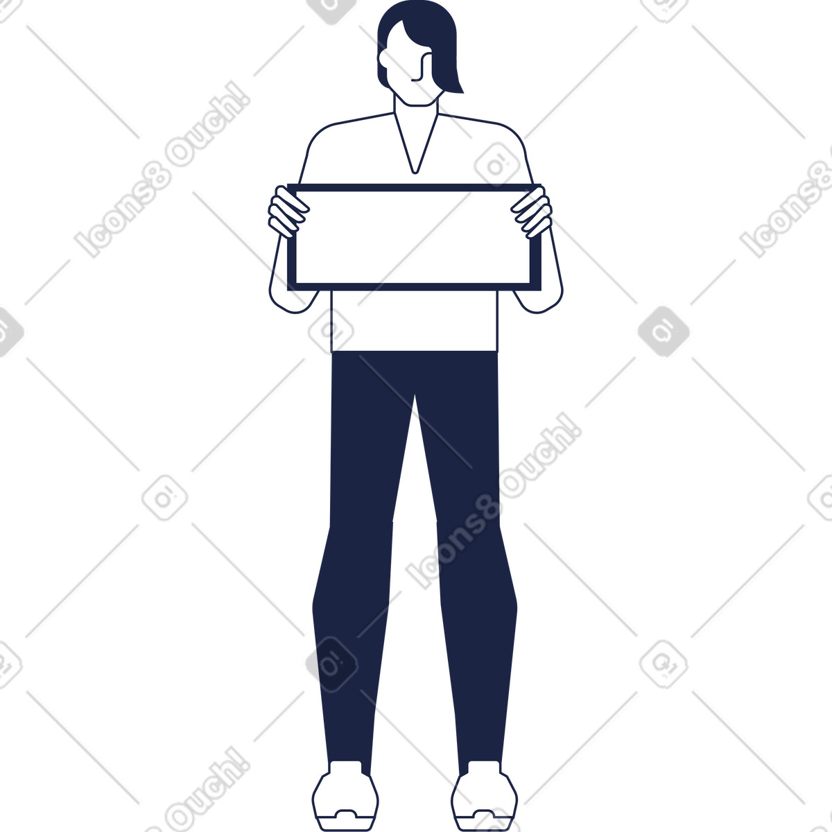 Man holding sign line-Illustration im Urban-Stil als Download in PNG, SVG