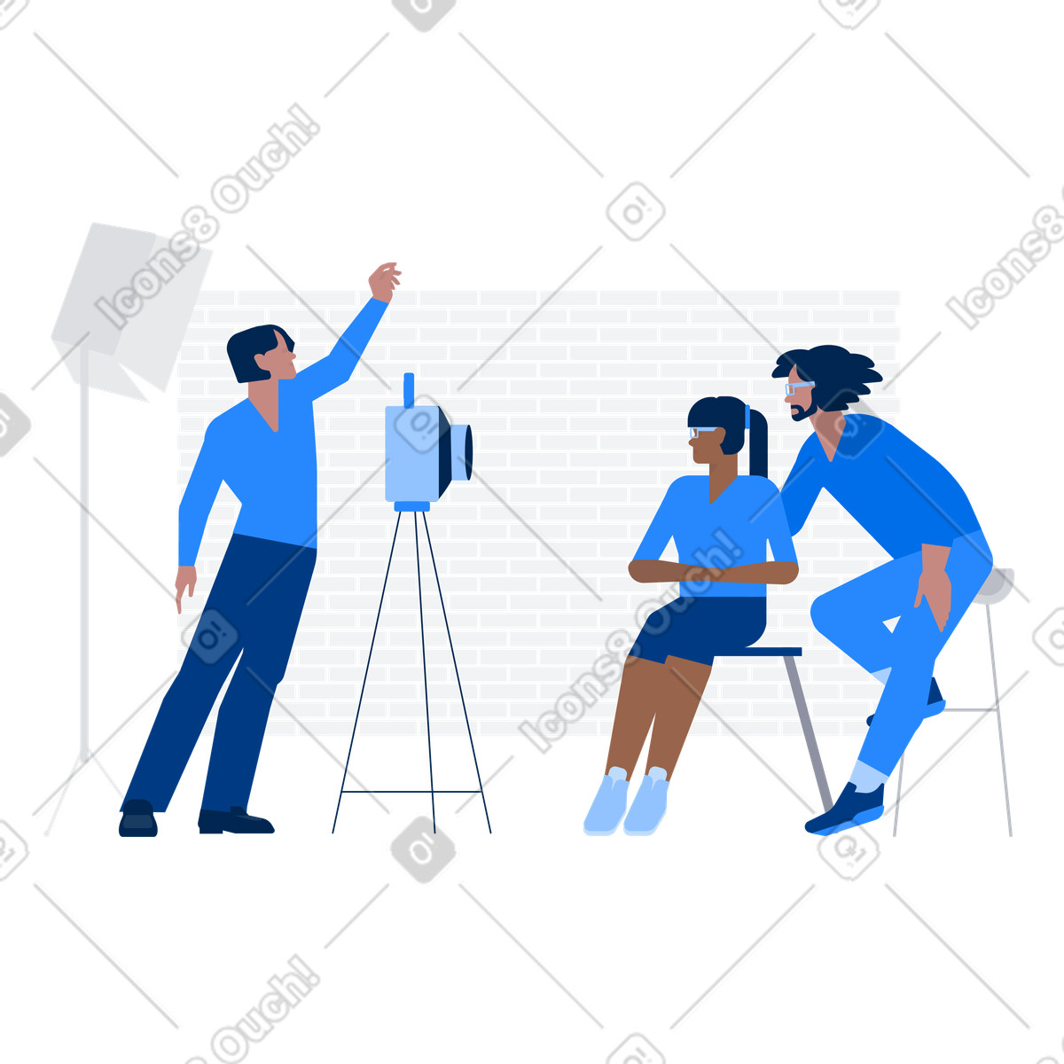 Couple posing for a family portrait photo illustration in Urban style download in PNG, SVG