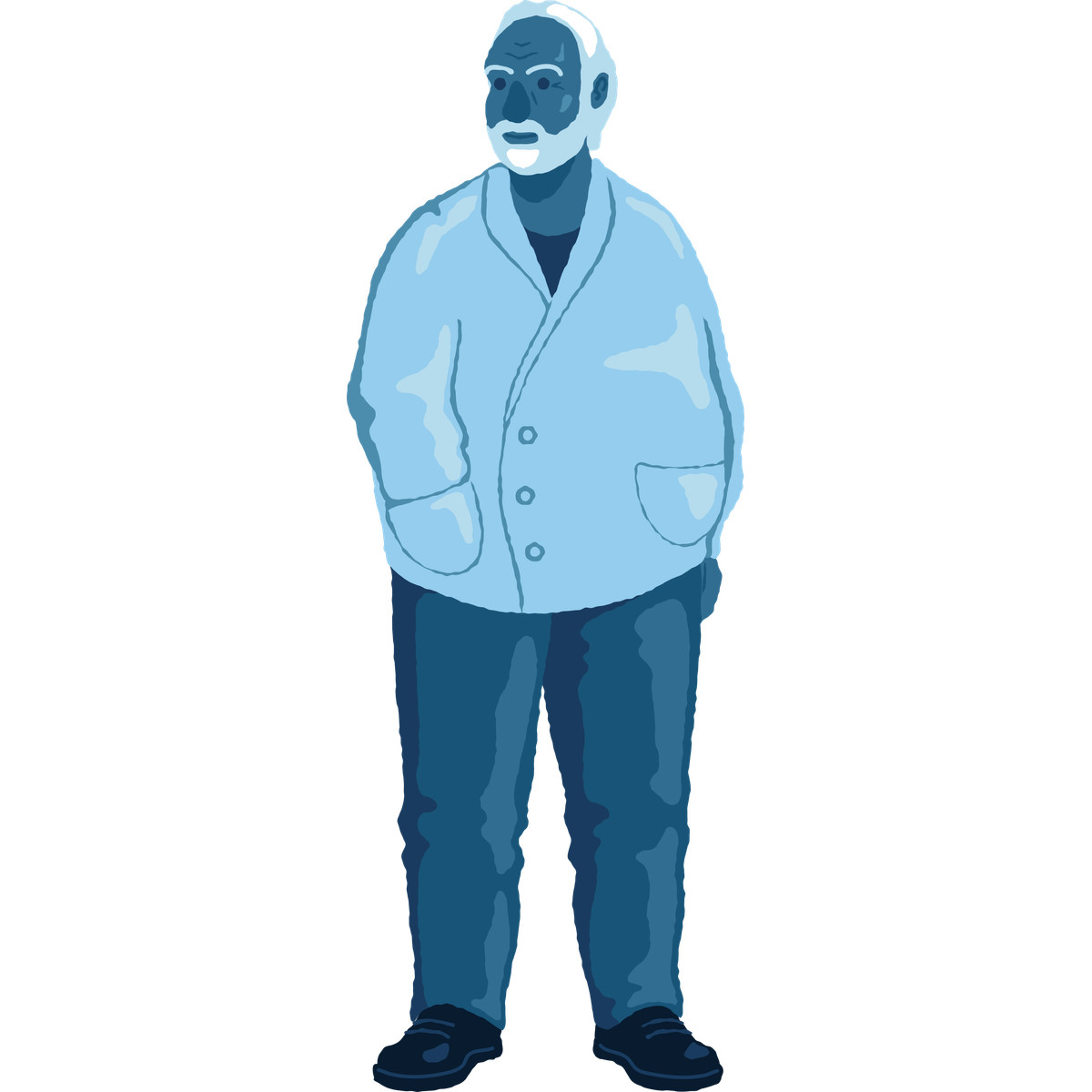 Old man standing front illustration in Cherry style download in PNG, SVG