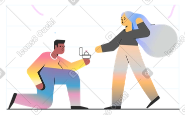 Man proposing to a surprised woman PNG, SVG