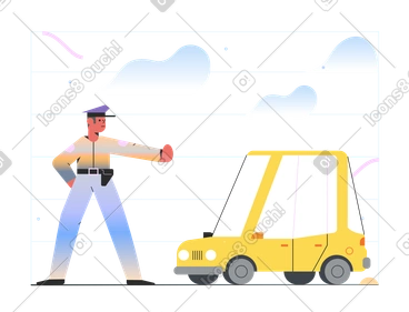 Police stopping car PNG, SVG