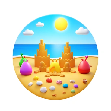 Peeps building sandcastles and collecting seashells on a sunny beach