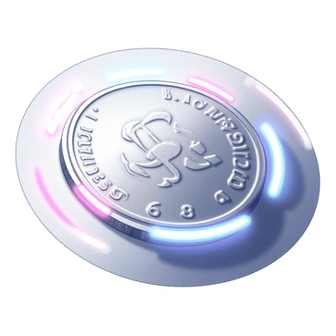 A quarter coin with a detailed design featuring intricate engravings on its surface. The coin displays a prominent "United States" inscription and the year of minting. Surrounding the coin are holographic elements that create a shimmering effect across its surface. Neon lights illuminate the edges of the coin, casting reflections that highlight its shape and engravings. The coin is positioned on a flat surface, allowing for a clear view of its details and the dynamic interplay of light.
