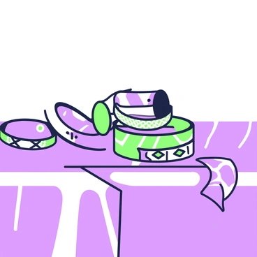 A set of "choora bangles" is elegantly arranged on a "silk-clad wooden table." The table is polished and reflects the light, enhancing the richness of its texture. The choora bangles are intricately designed with patterns and embellishments, showcasing a variety of shapes and sizes. The silk draping over the table is smooth and glistening, with gentle folds that add depth to the scene. Soft shadows are cast beneath the bangles, highlighting their vibrant designs and the luxurious nature of the silk surface.