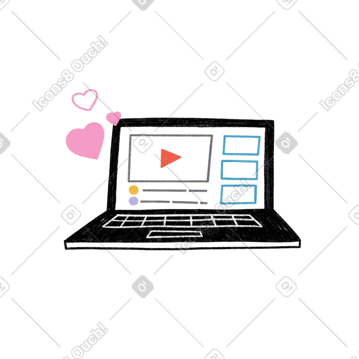 Ilustración Plataforma de videos en linea estilo Tutti a descargar PNG y SVG