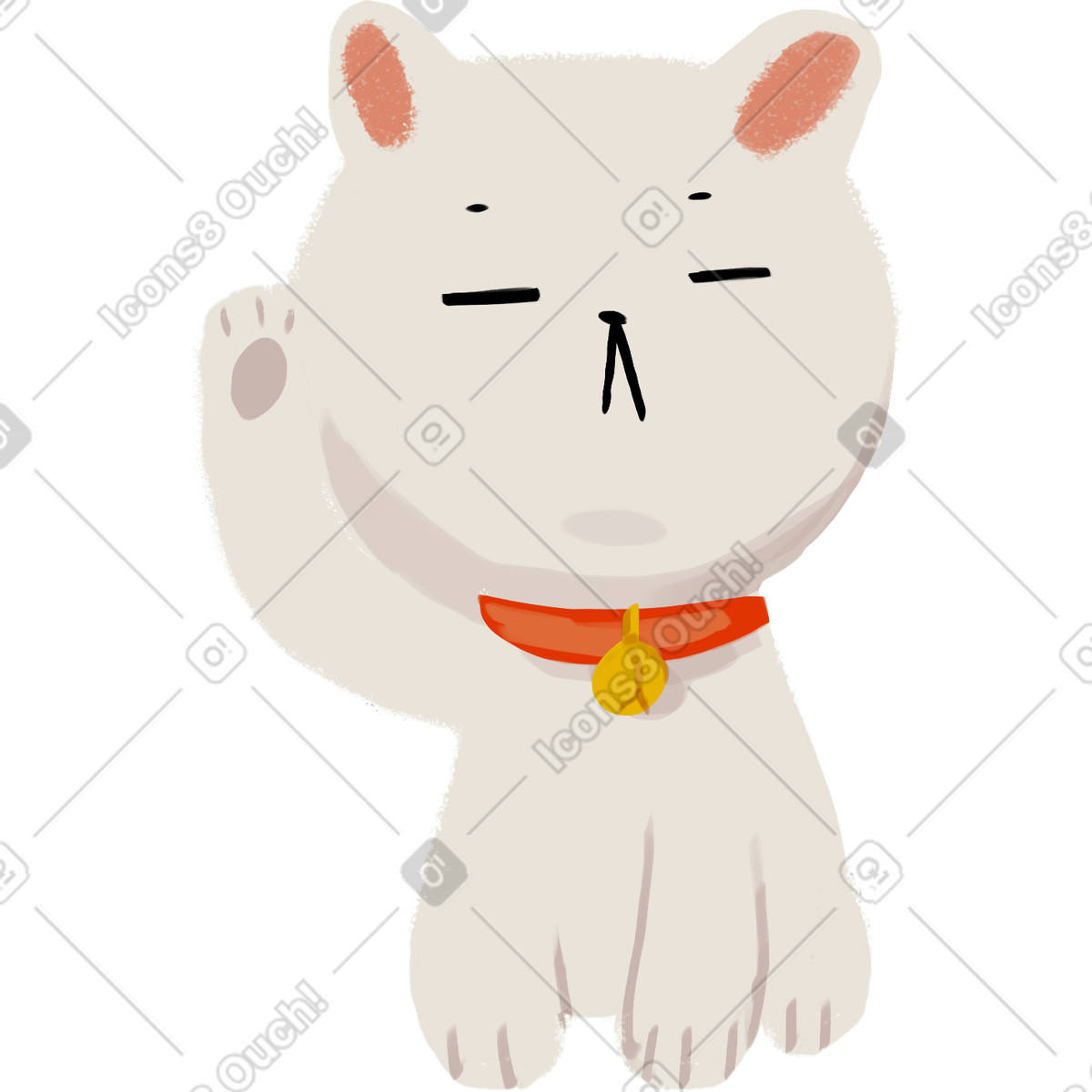 Ikigai 스타일의 White kitten 일러스트레이션 PNG, SVG 다운로드