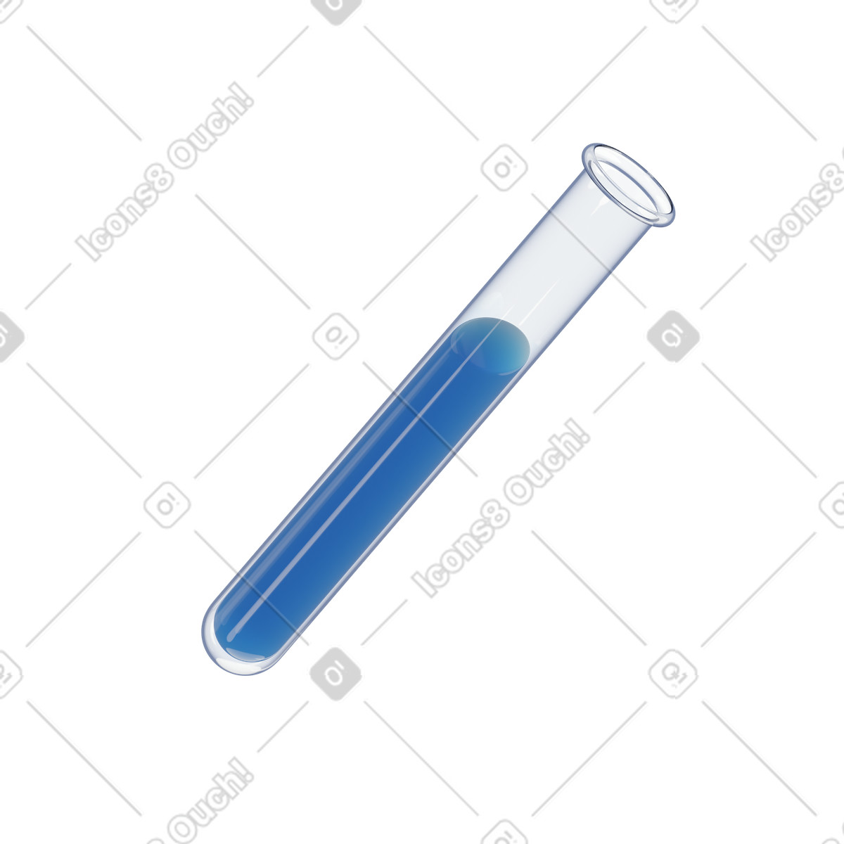 Illustration Tube à essai contenant un liquide bleu dans le style 3D Techny télécharger aux formats PNG, SVG
