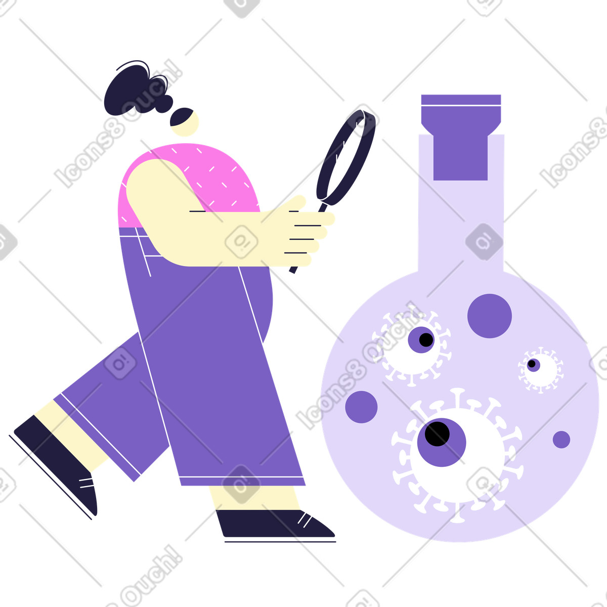 Ricerca sui virus illustrazione in stile Mellow scarica in PNG, SVG