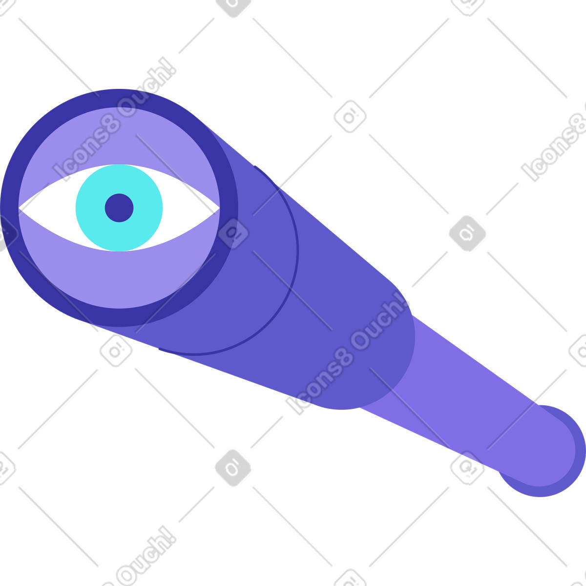 Spyglass with eye illustration in Bright style download in PNG, SVG