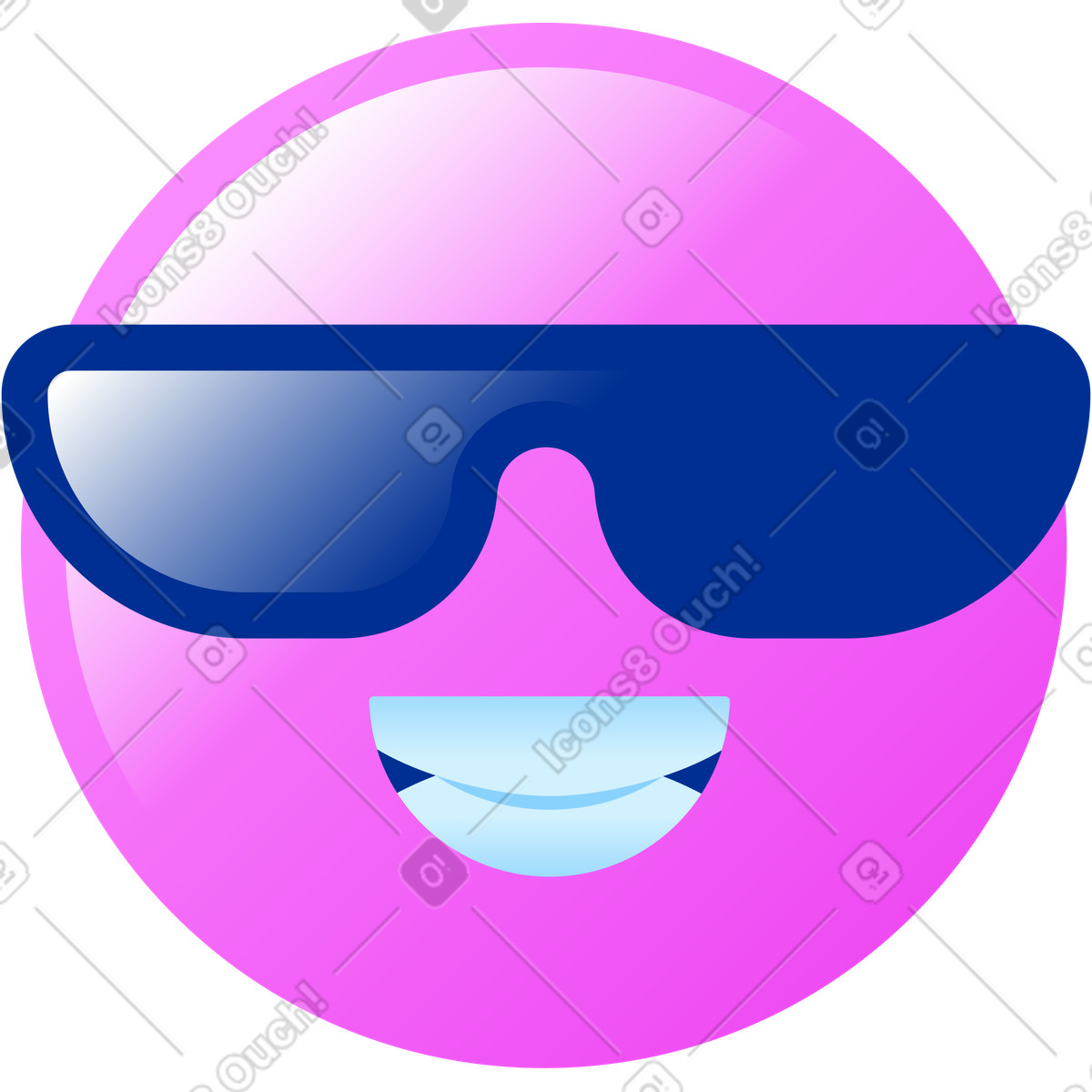 Ilustración Emoji cool en estilo Glossy a descargar en PNG y SVG