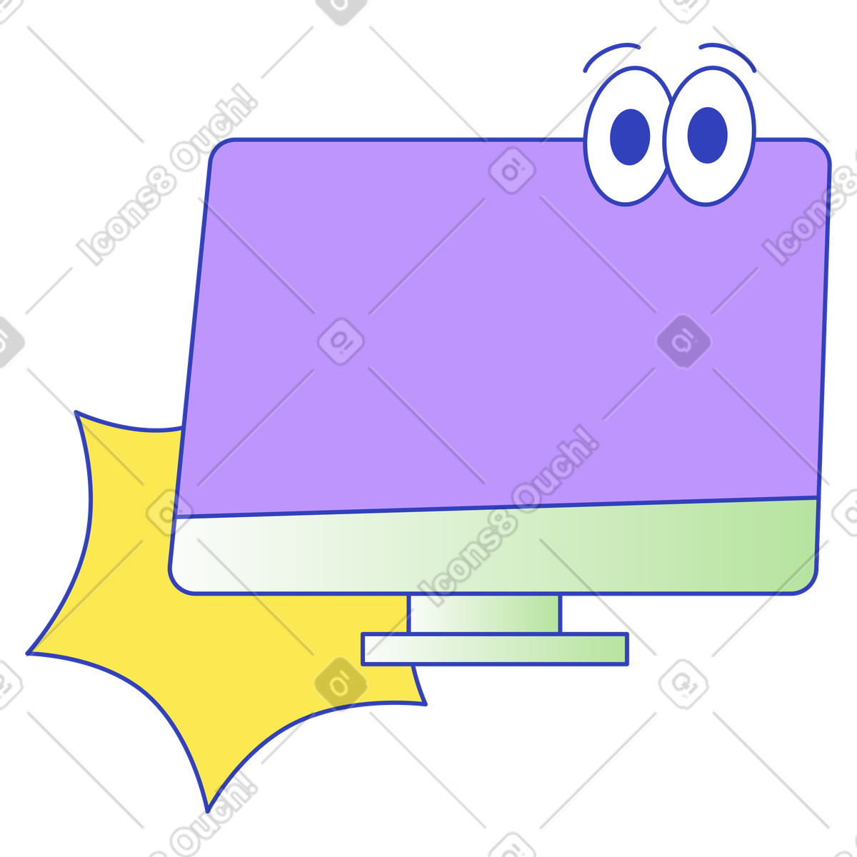 Screen digital workspace, Productivity interface, Desktop monitor illustration in Eyeful style download in PNG, SVG