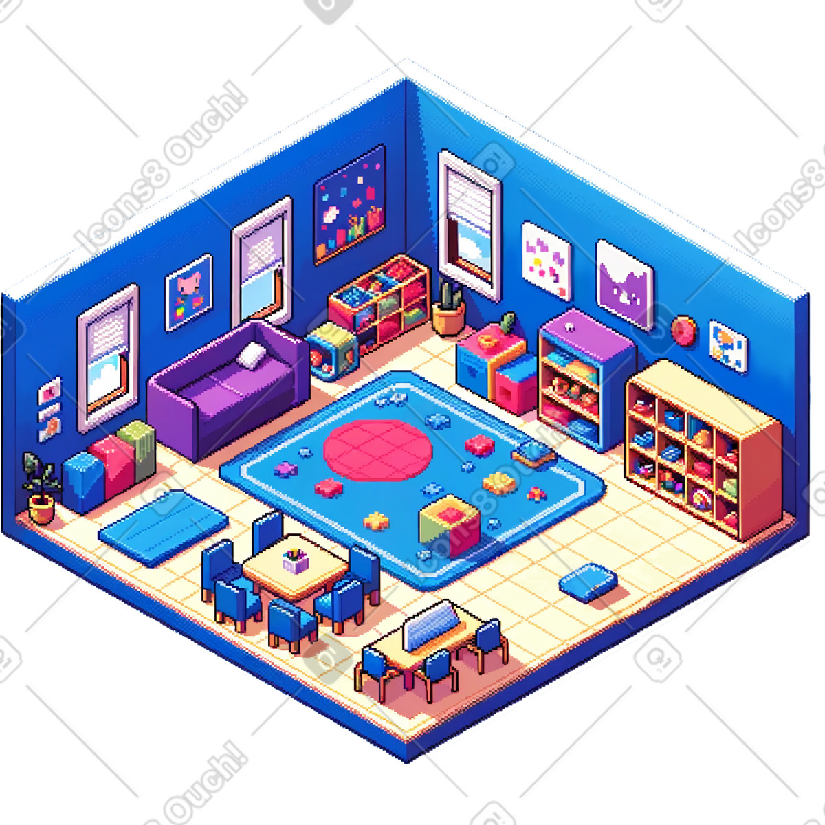 Kindergarten section or play room illustration in Rooms style download in PNG, SVG